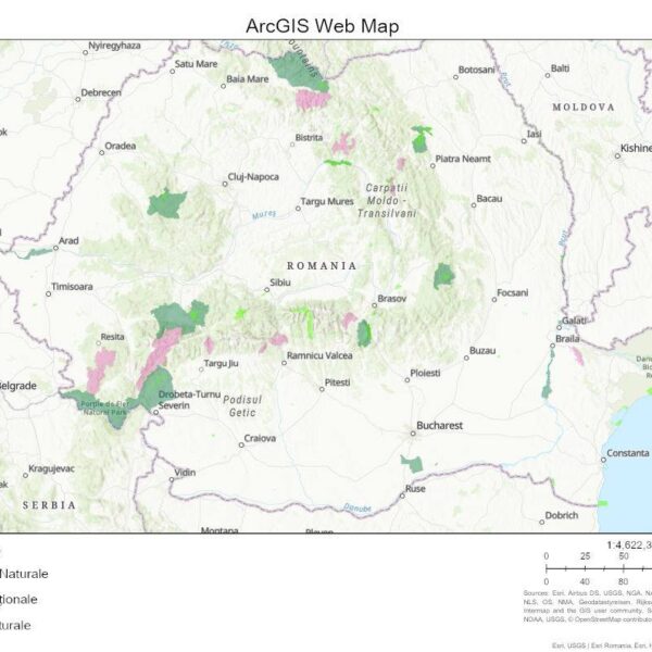 harta ariilor protejate de interes national parcuri naturale parcuri nationale rezervatii naturale Romania